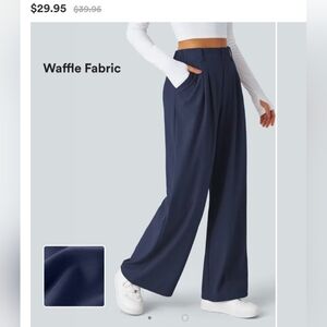 Halara Navy Waffle Fabric Wide-Leg Pants